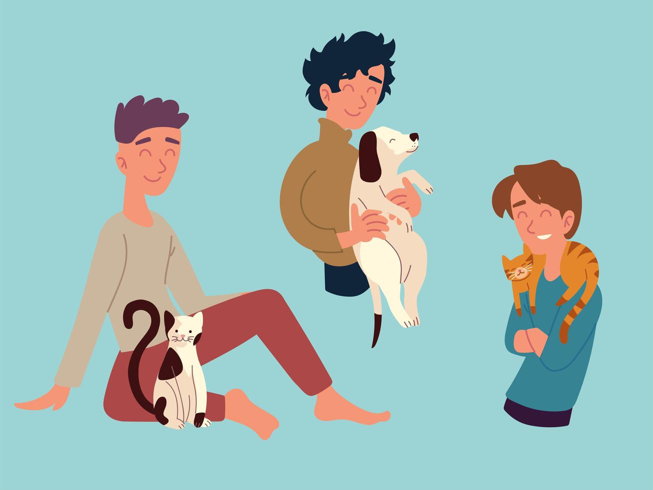 men with their pets vector