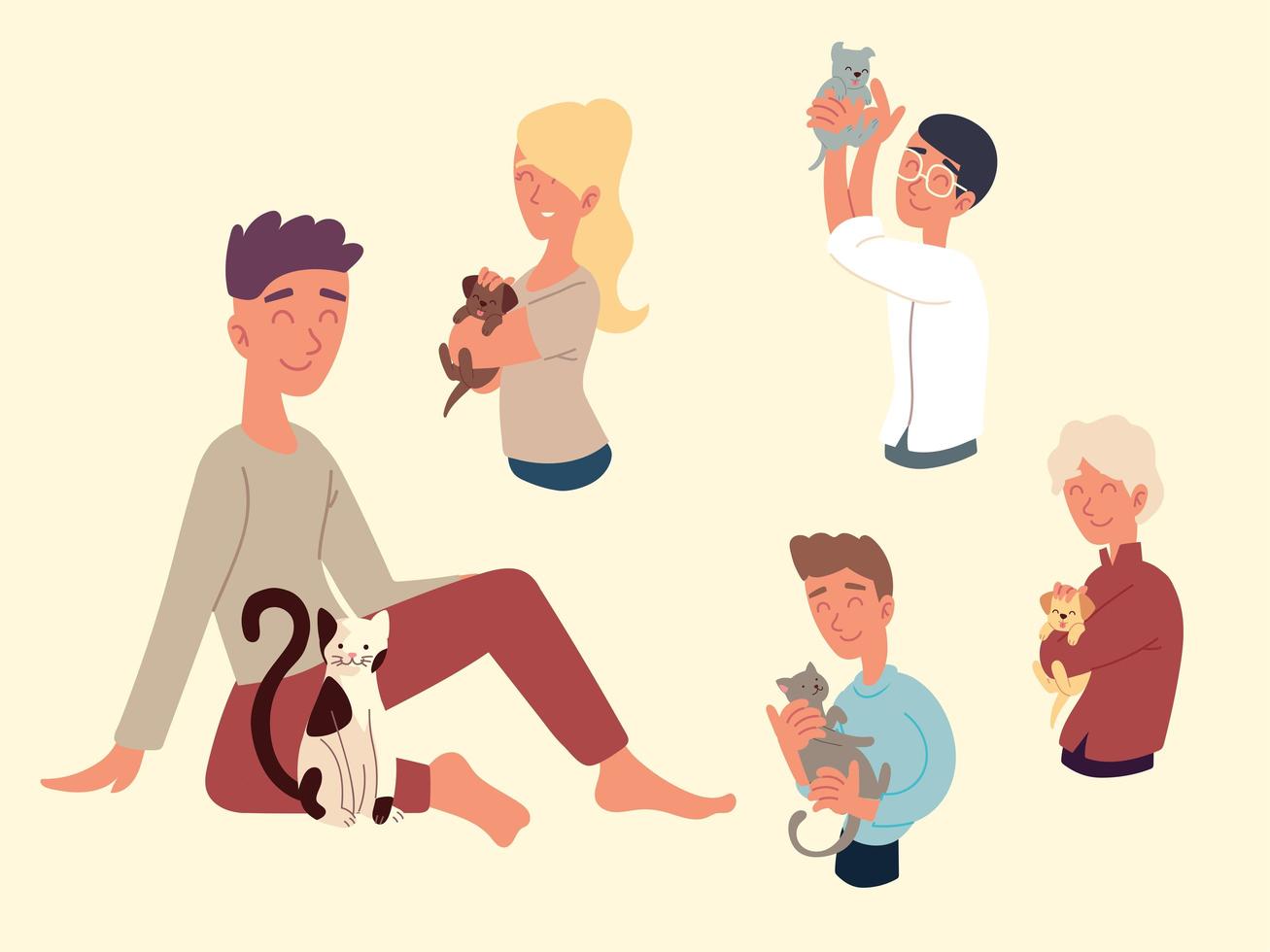 people playing with pets vector
