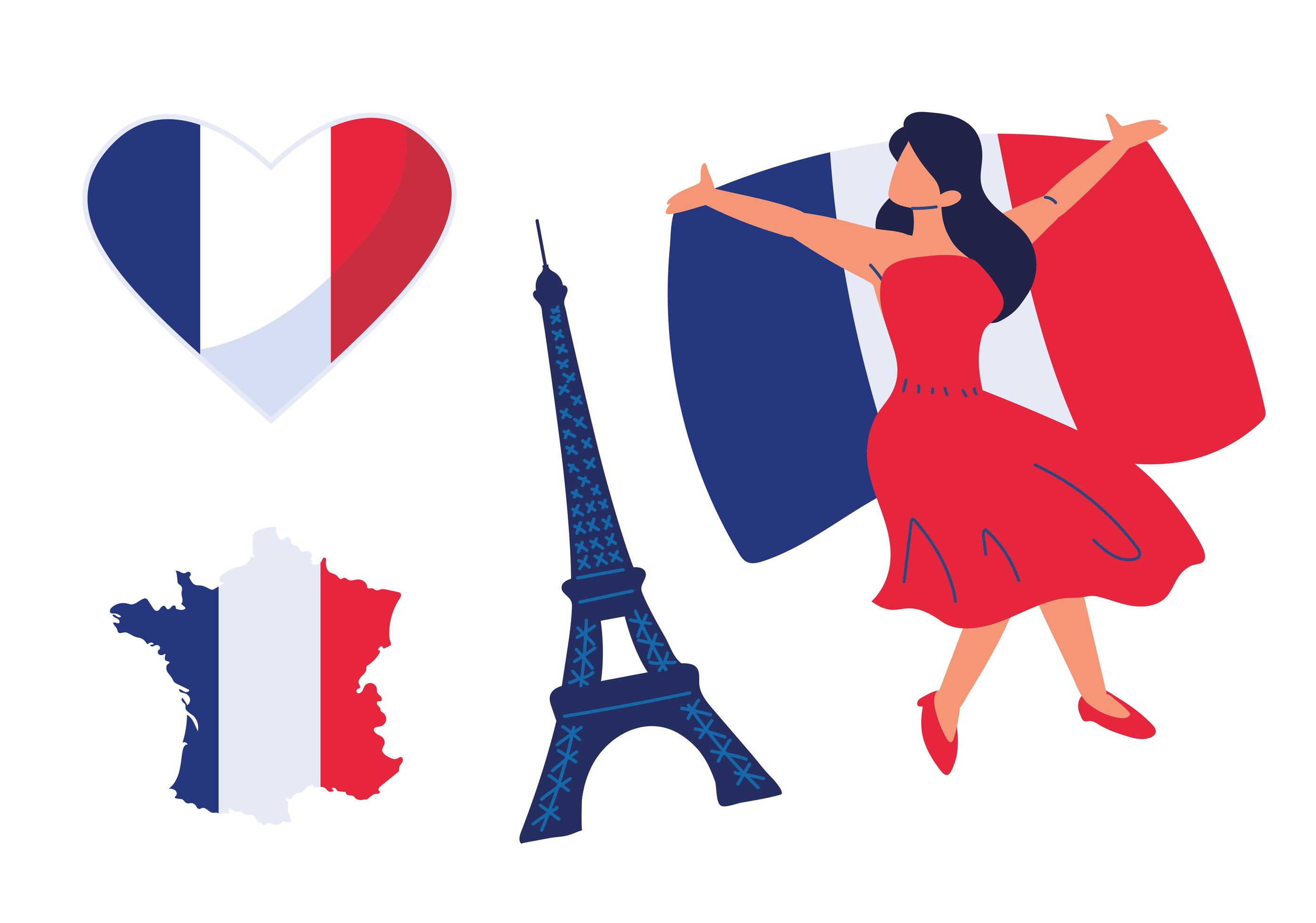 france, woman and flags 2622151 Vector Art at Vecteezy