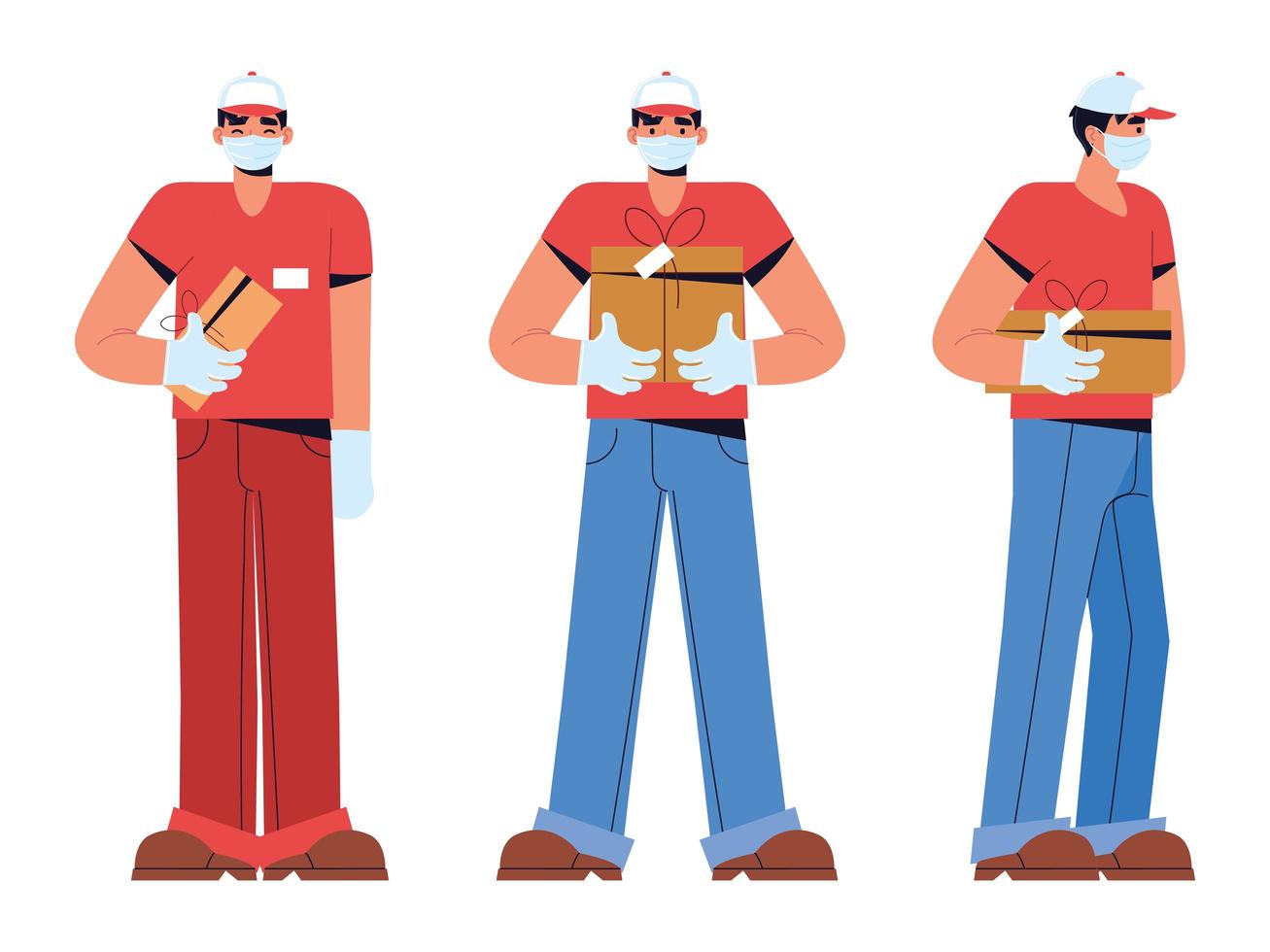 workers with delivery packages vector