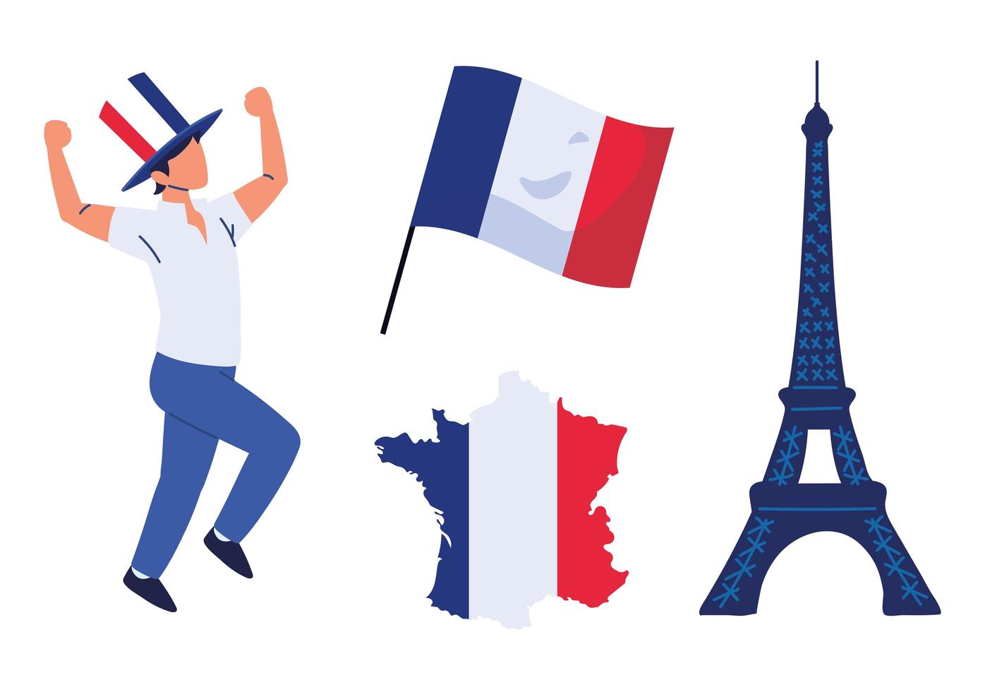 france, man and flags vector