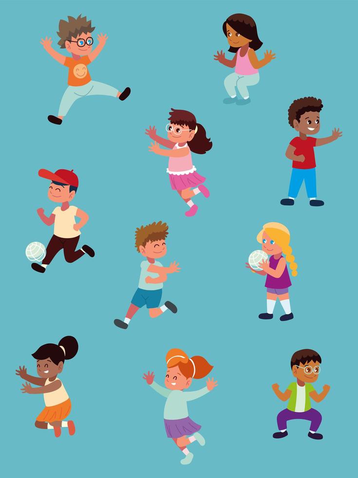 children playing cartoon vector