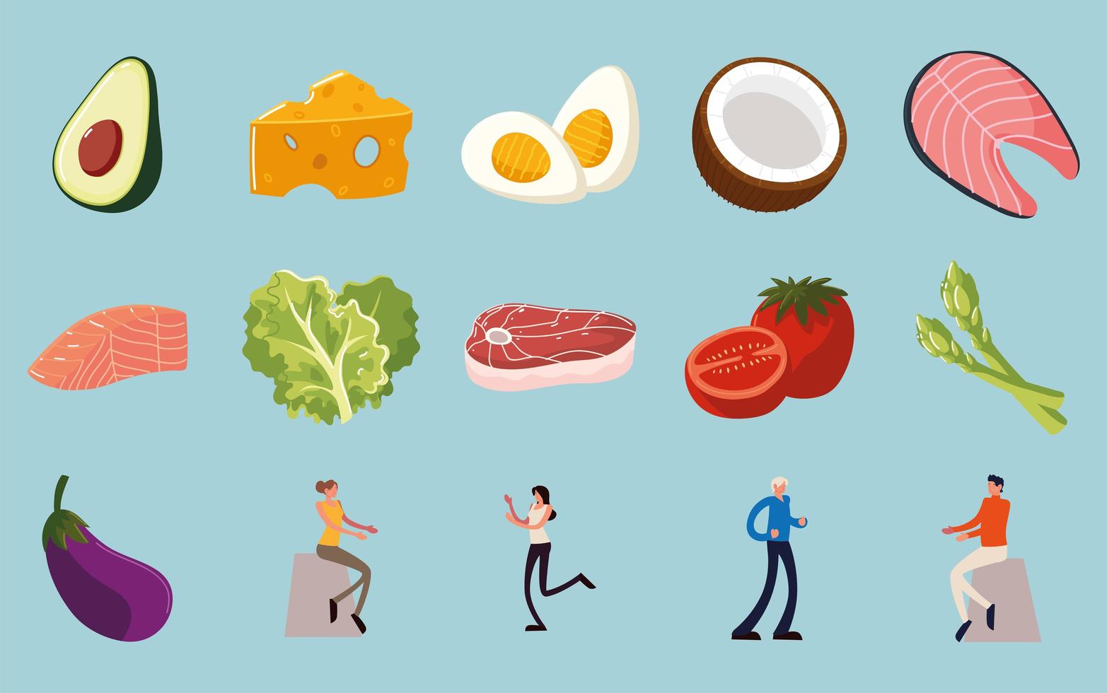 people and healthy food vector