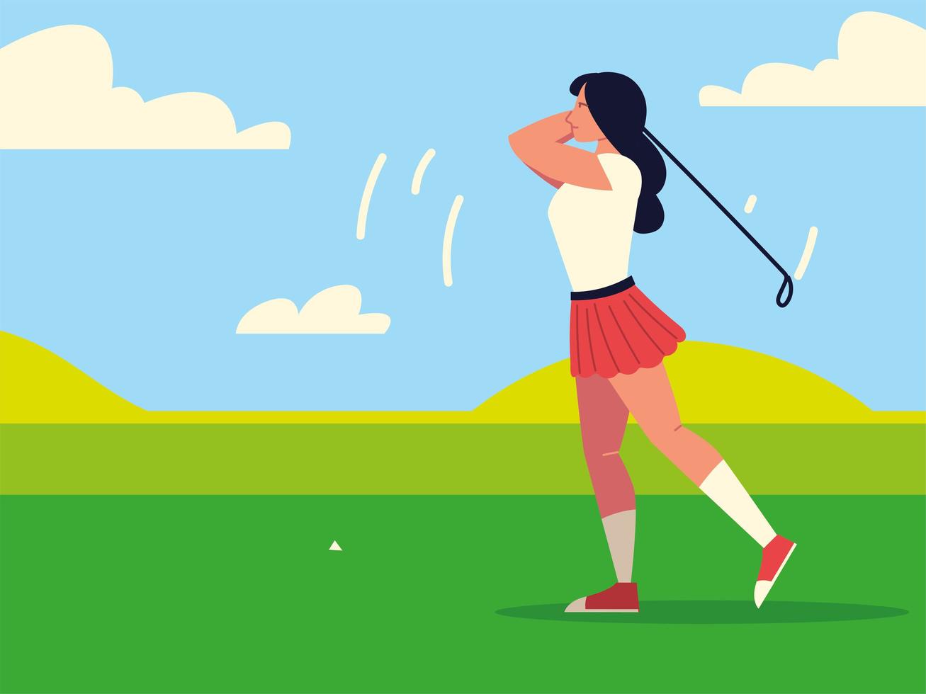 mujer en campo de golf vector