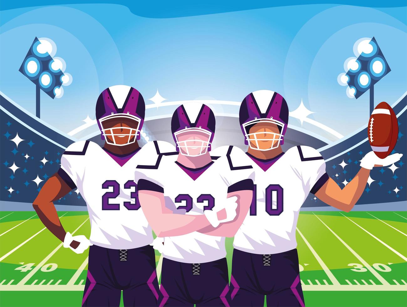 team of american football players, sportsmen with uniforms vector