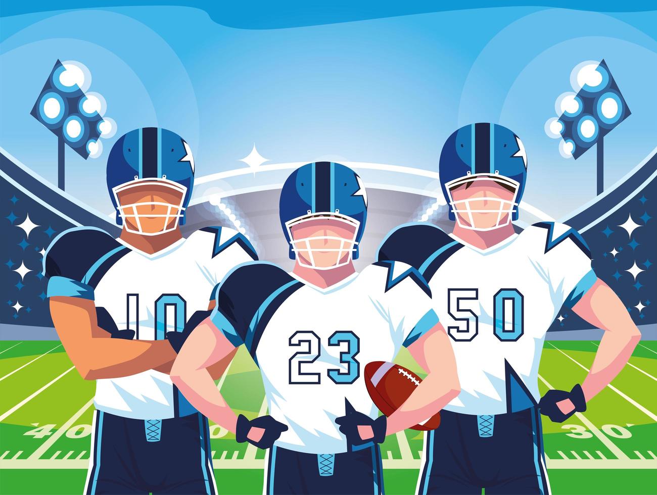 team of american football players, sportsmen with uniforms vector