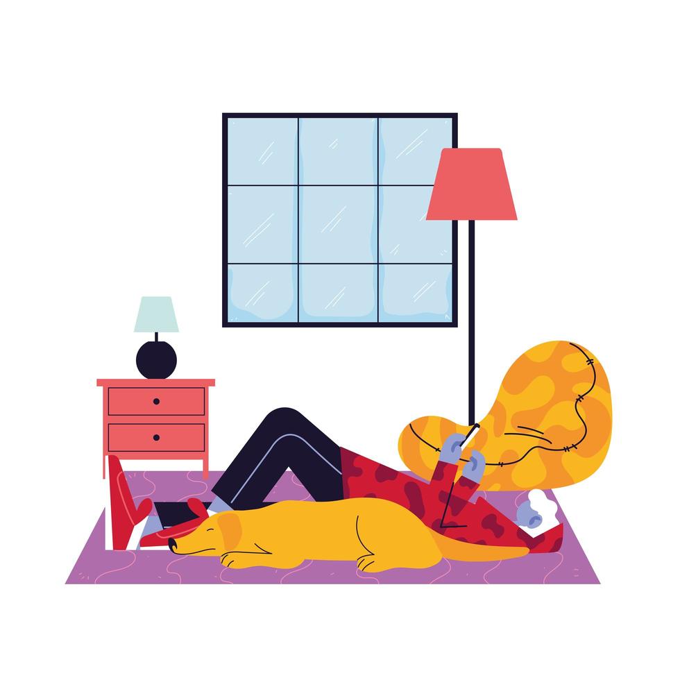 freelancer man working remotely from his home vector