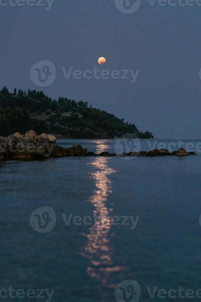 Partial Lunar Eclipse 7 to 8 August 2017, peninsula Kassandra, Greece photo