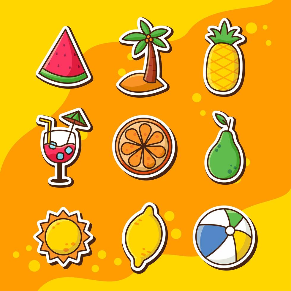Summer Fruits Sticker vector