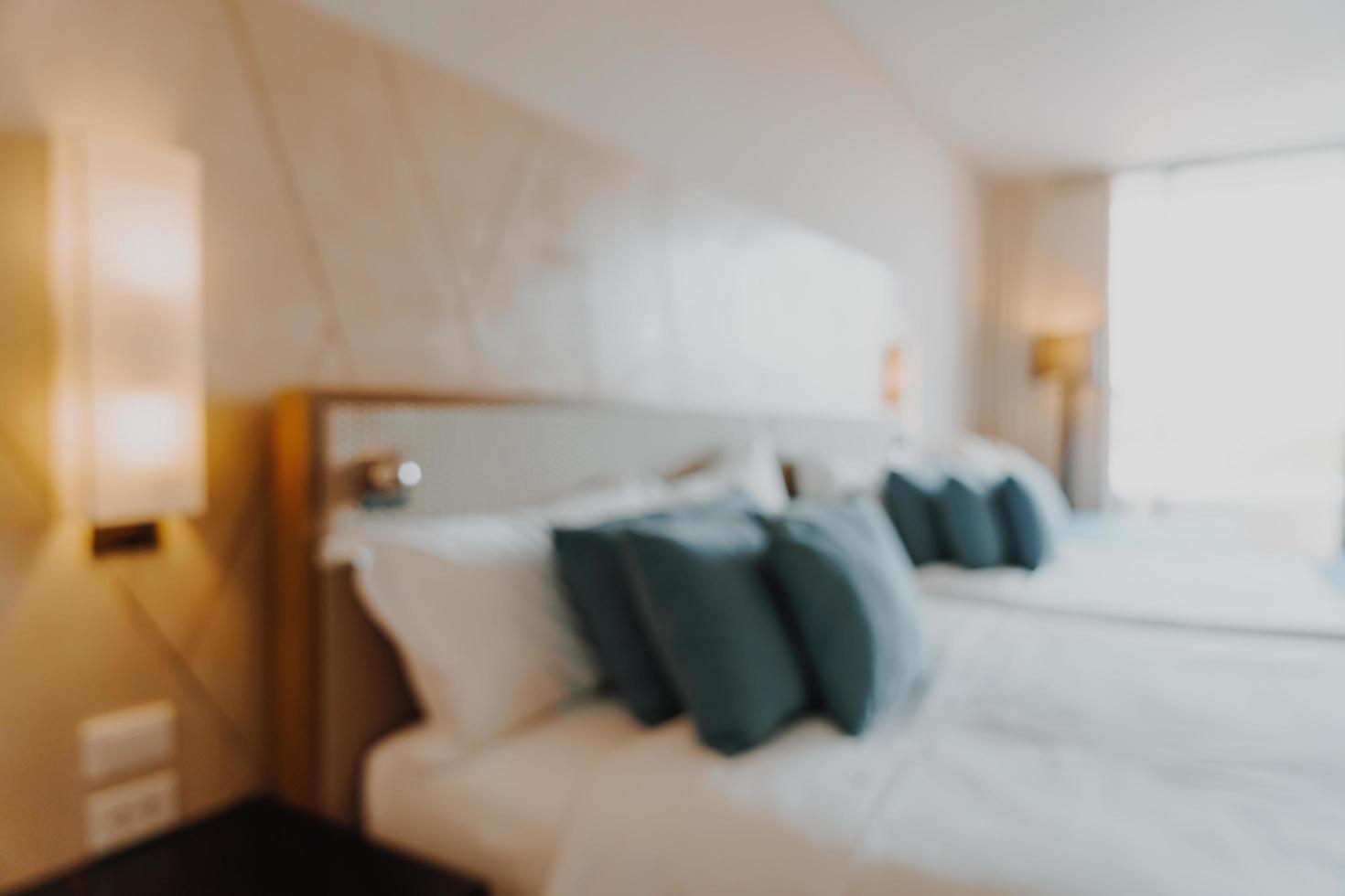 Abstract blur and defocused bedroom interior for background photo