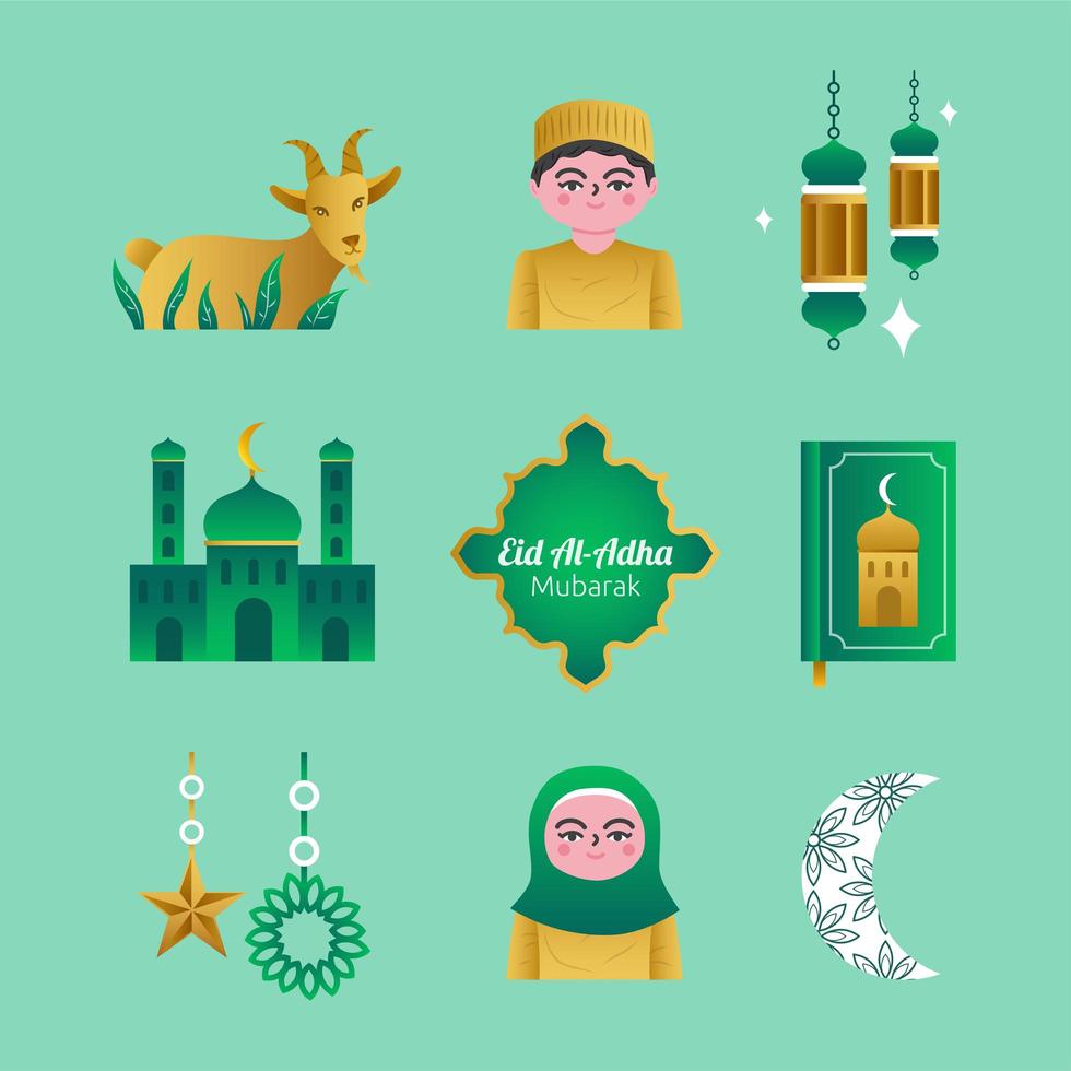 Eid Al Adha Icon Set Template vector