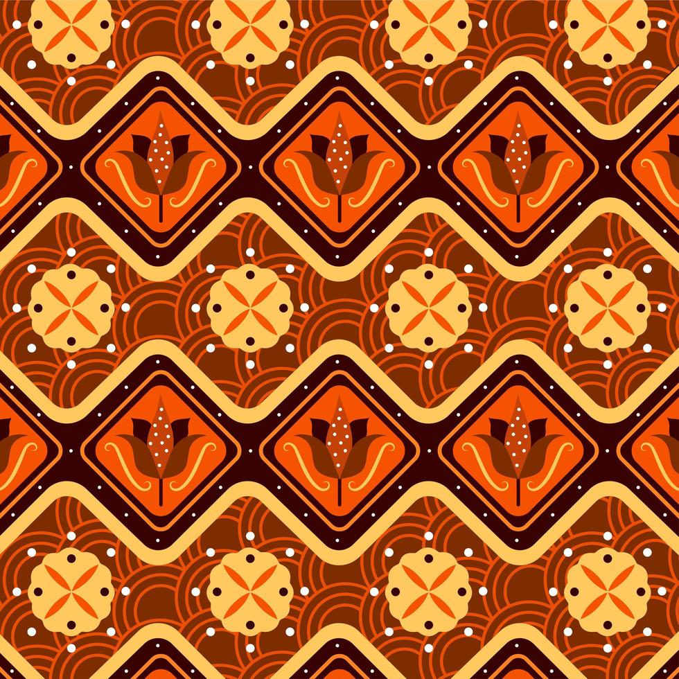 Plantilla de fondo de patrón de batik marrón vector