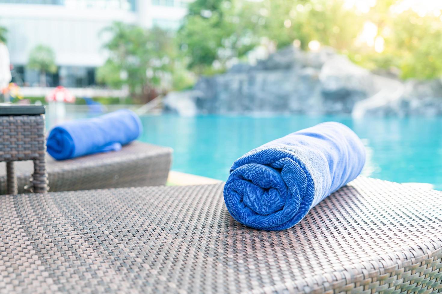 Close-up towel on a beach chair - travel and vacation concept photo