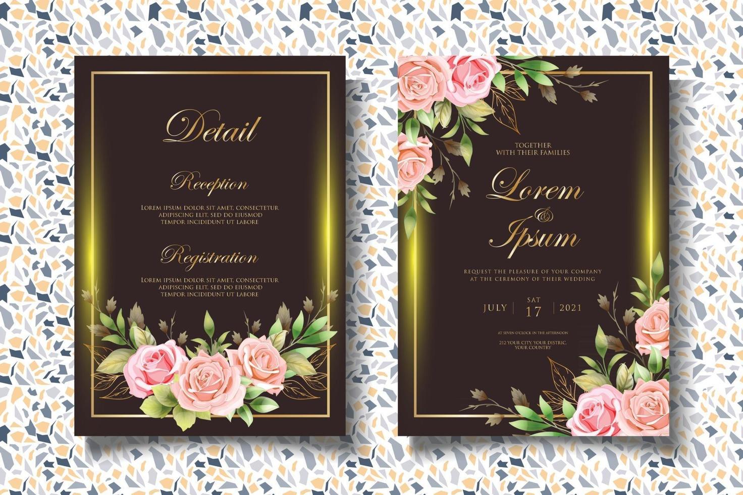 Invitation Card Set with Beautiful Roses vector