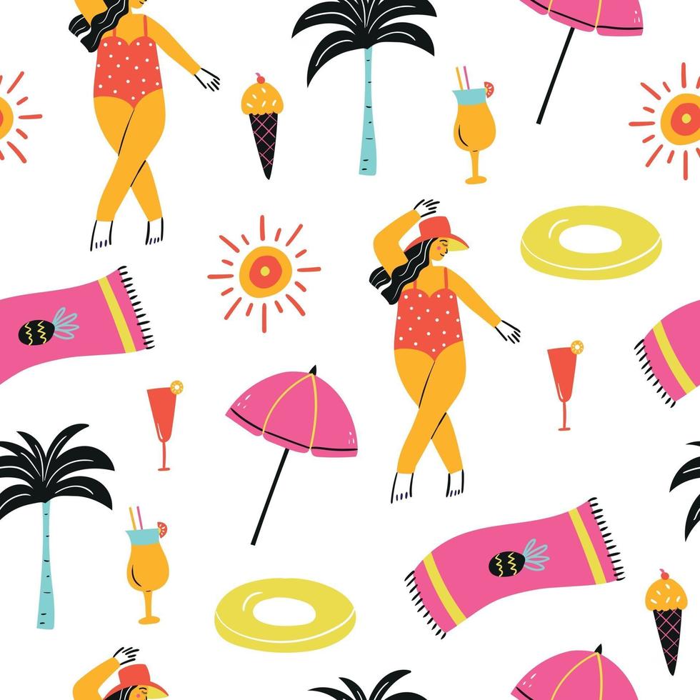 Summer beach seamless pattern vector