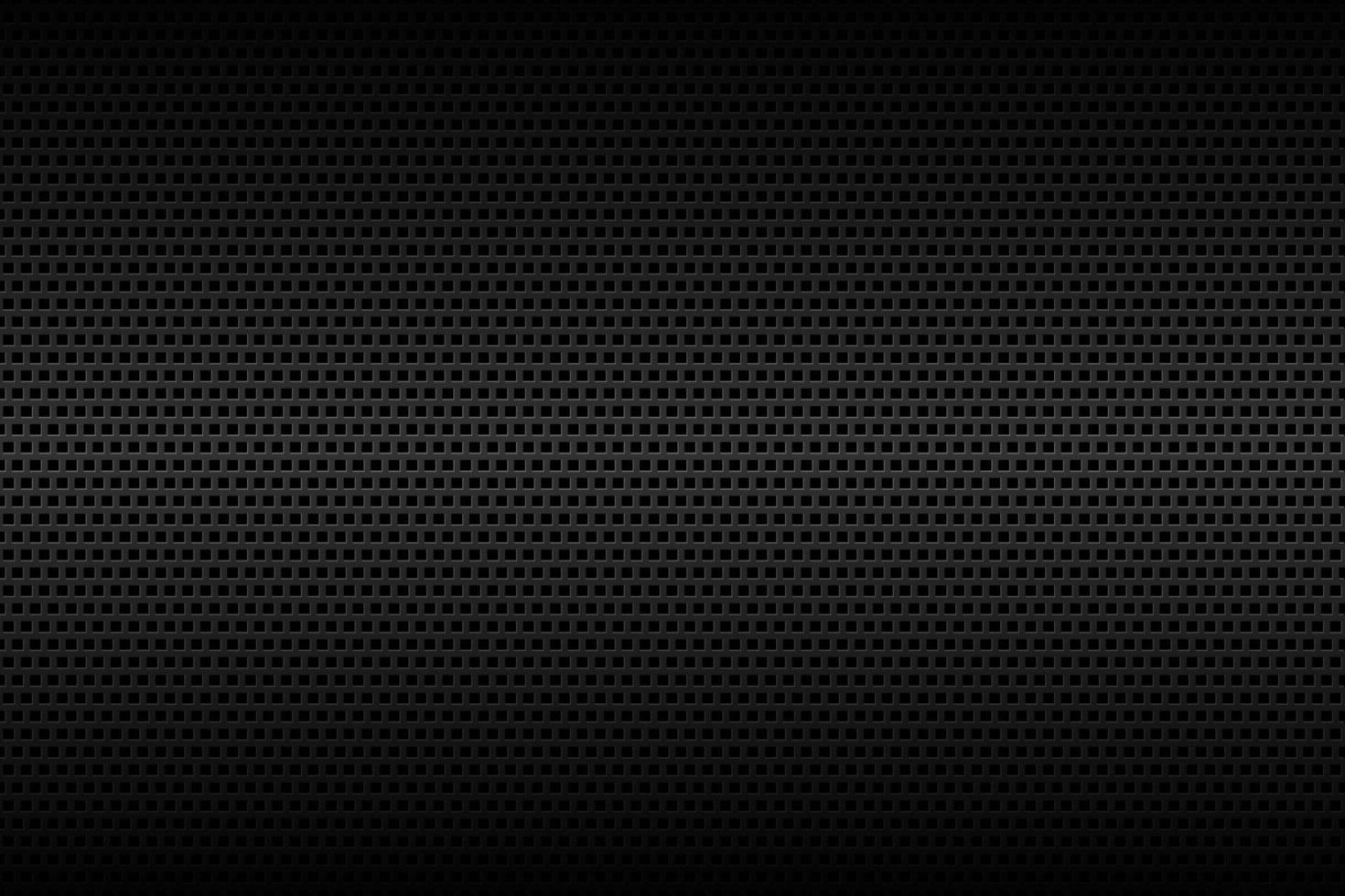 Black geometric perforated square background. Abstract black metallic background. Carbon texture. Simple vector illustration