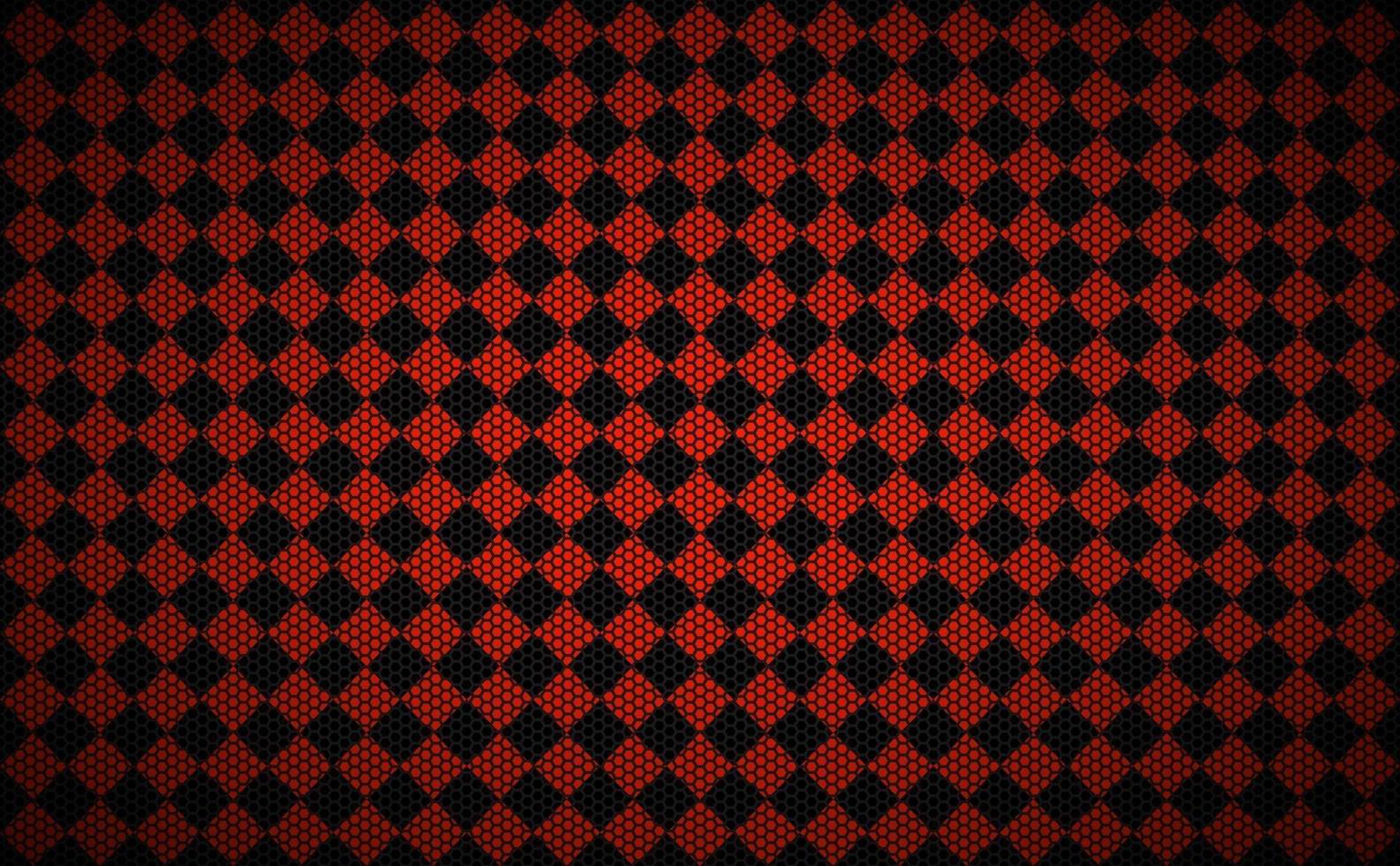 Red abstract squares background with metal hexagonal mesh. The look of stainless steel. Vector illustration