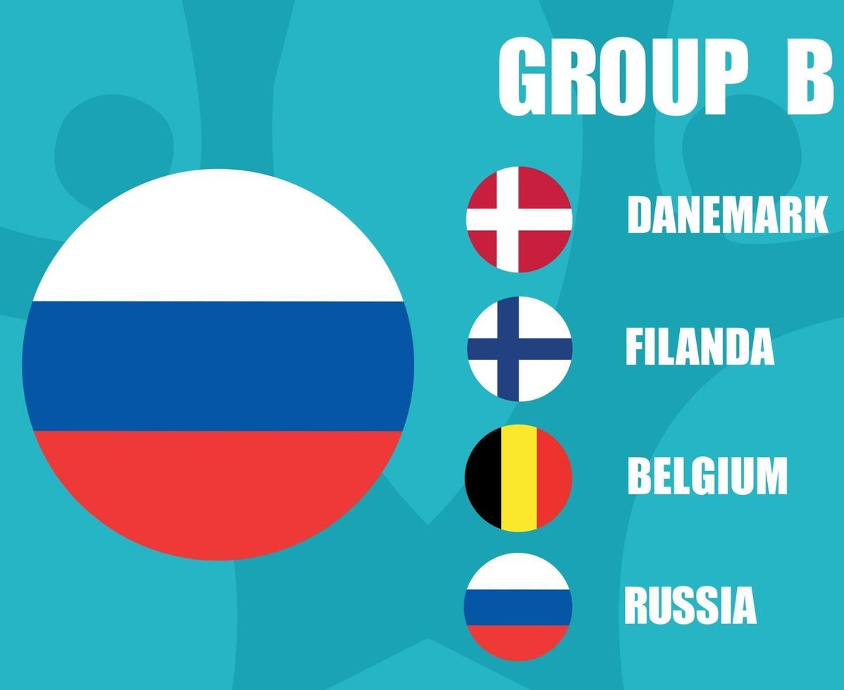 equipos de fútbol europeo 2020 grupo b bandera de rusia final de fútbol europeo vector