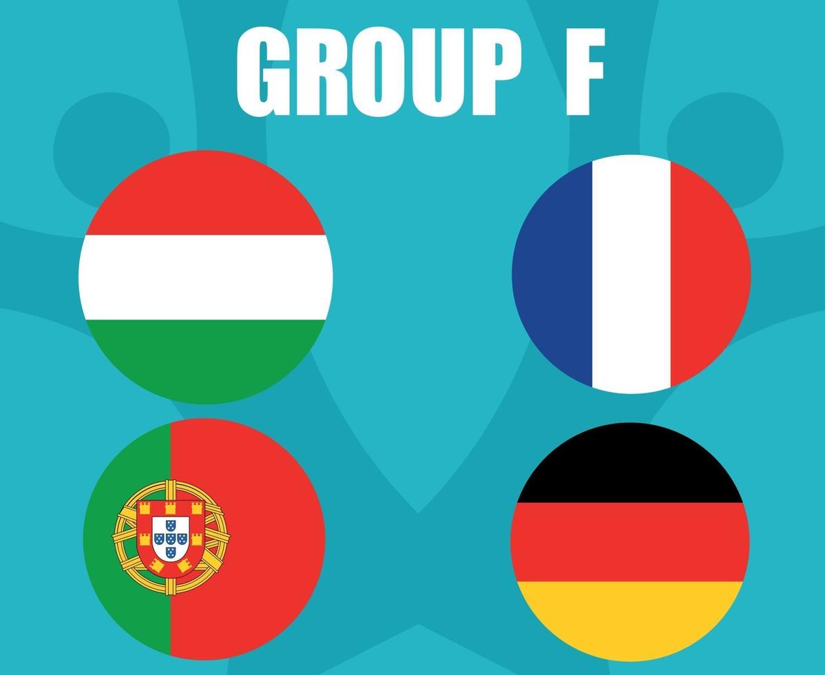 European football 2020 teams.Group F Countries Flags France Germany Portugal Hungary.European soccer final vector