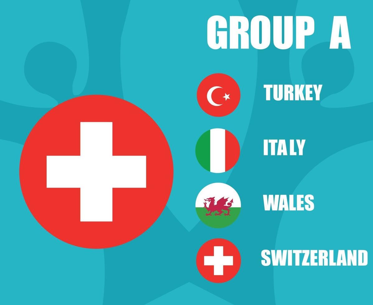European football 2020 teams.Group A Switzerland Flag.European soccer final vector