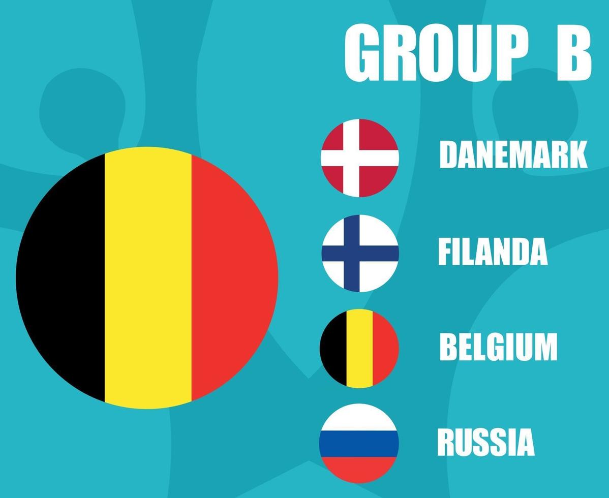 equipos de fútbol europeo 2020 bandera de bélgica del grupo b final de fútbol europeo vector