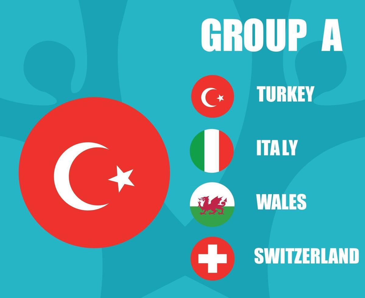 European football 2020 teams.Group A Turkey Flag.European soccer final vector