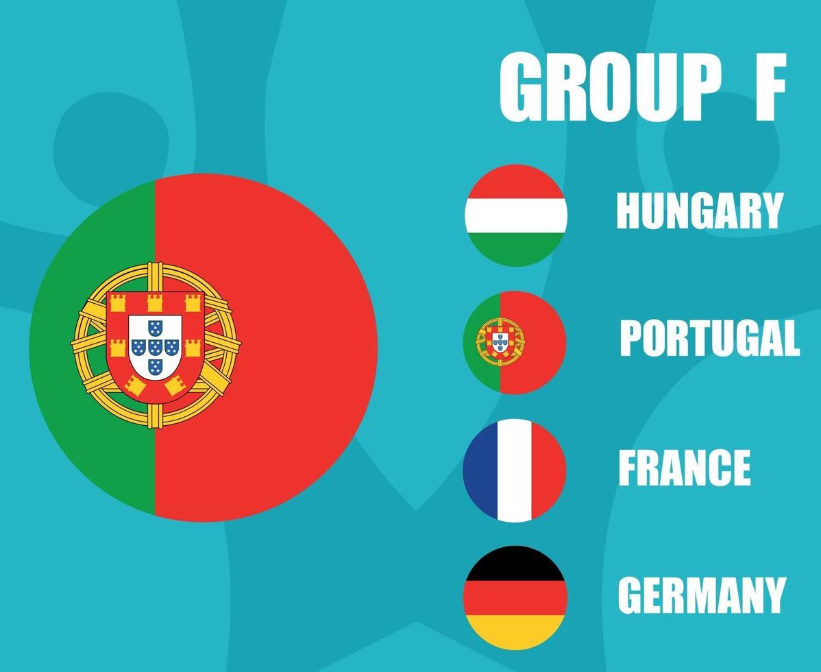 European football 2020 teams.Group F Portugal Flag.European soccer final vector