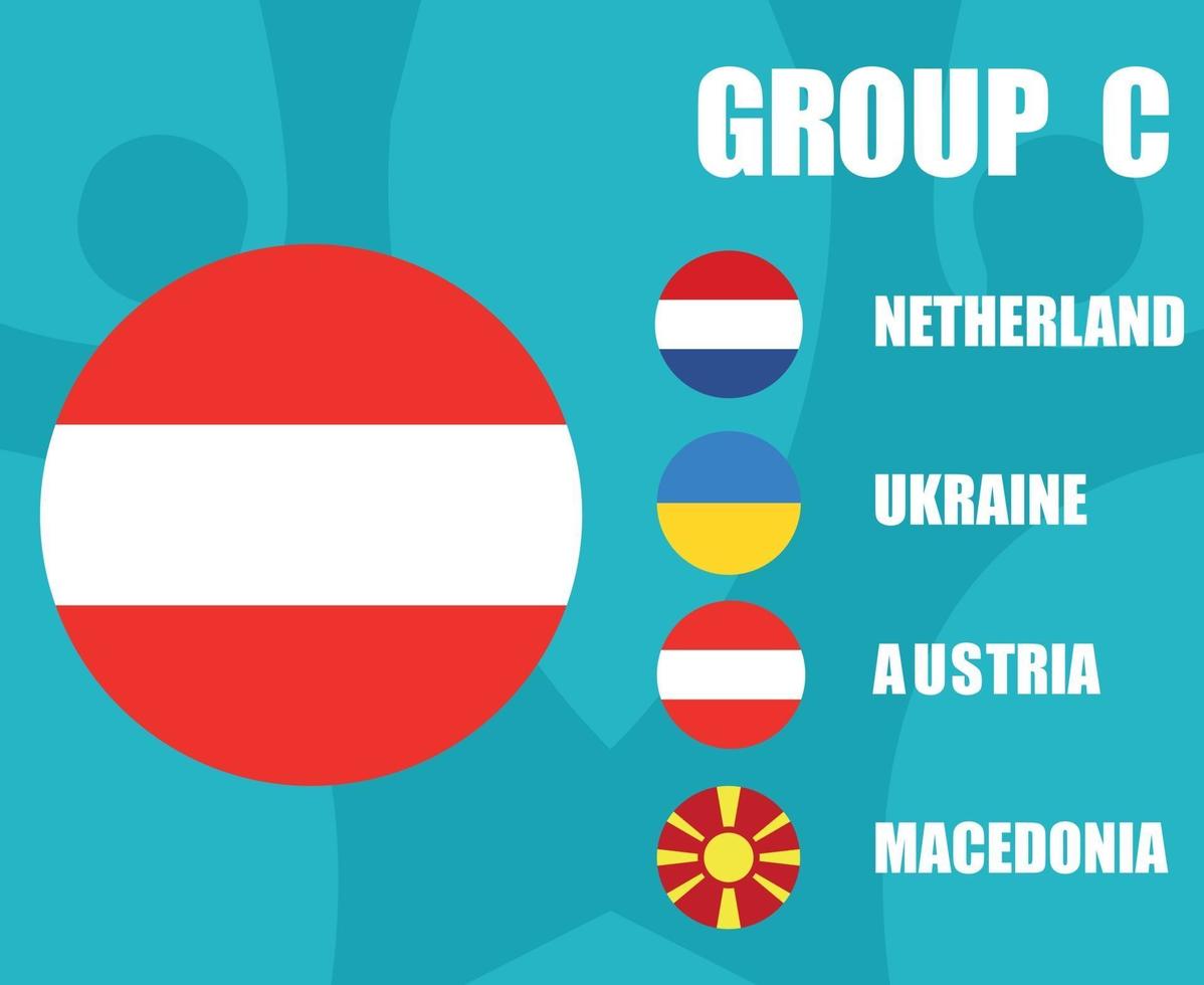 equipos de fútbol europeo 2020 grupo c bandera de austria final de fútbol europeo vector