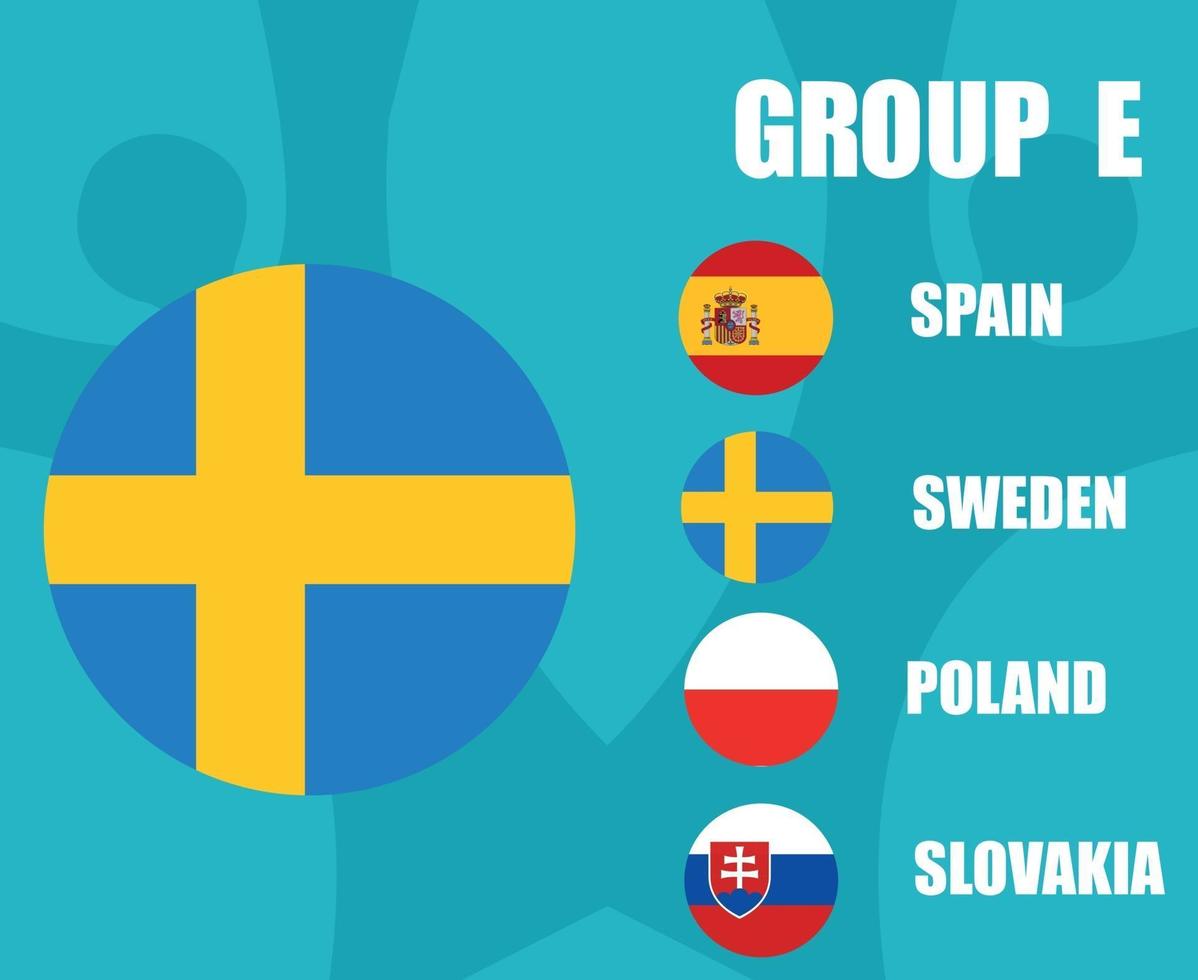 equipos de fútbol europeo 2020 bandera de suecia del grupo e final de fútbol europeo vector