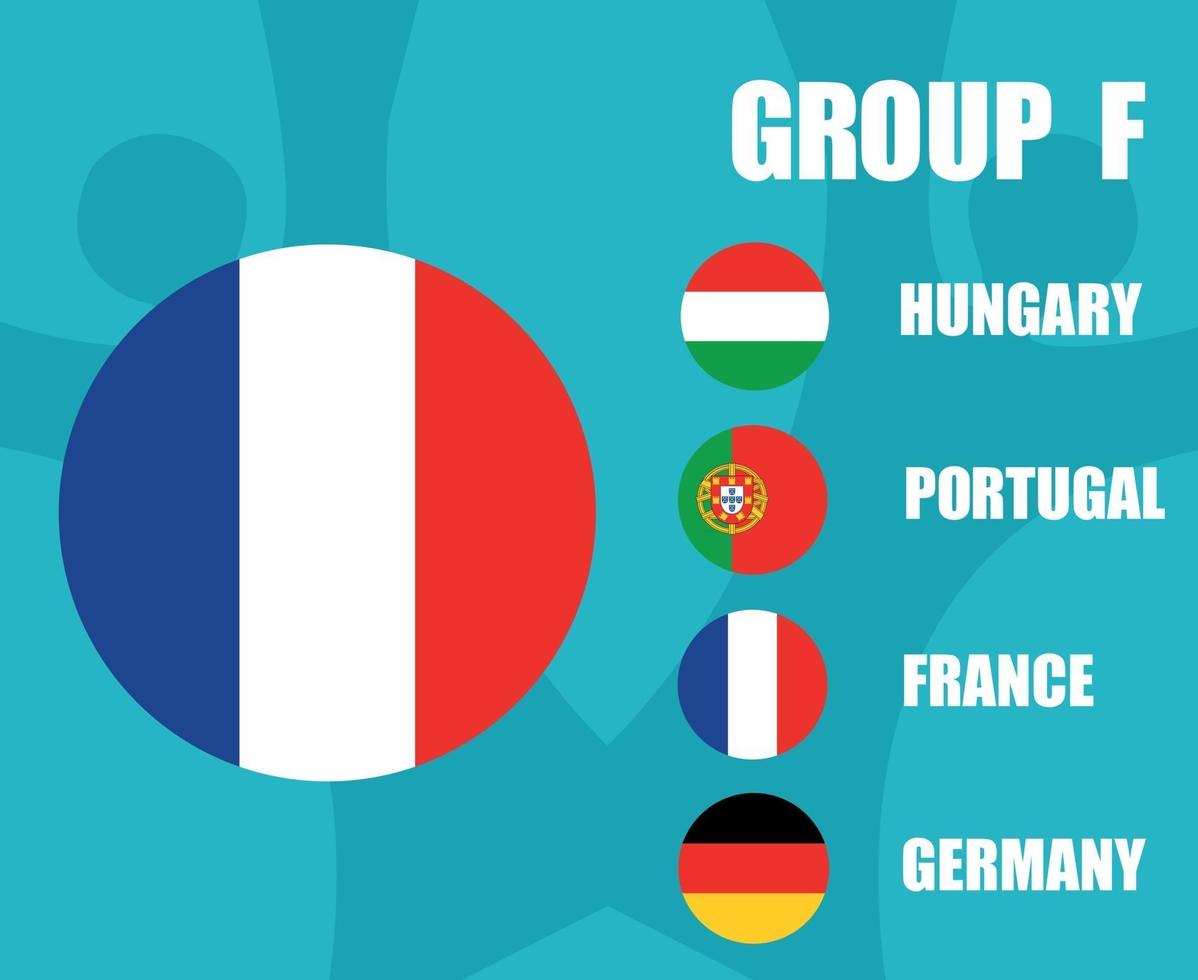 equipos de fútbol europeo 2020 grupo f bandera de francia final de fútbol europeo vector