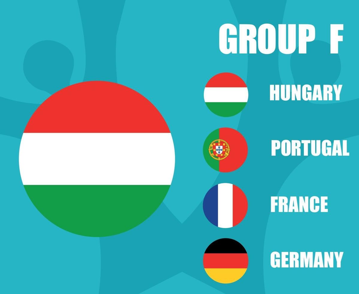 equipos de fútbol europeo 2020 bandera de hungría del grupo f final de fútbol europeo vector