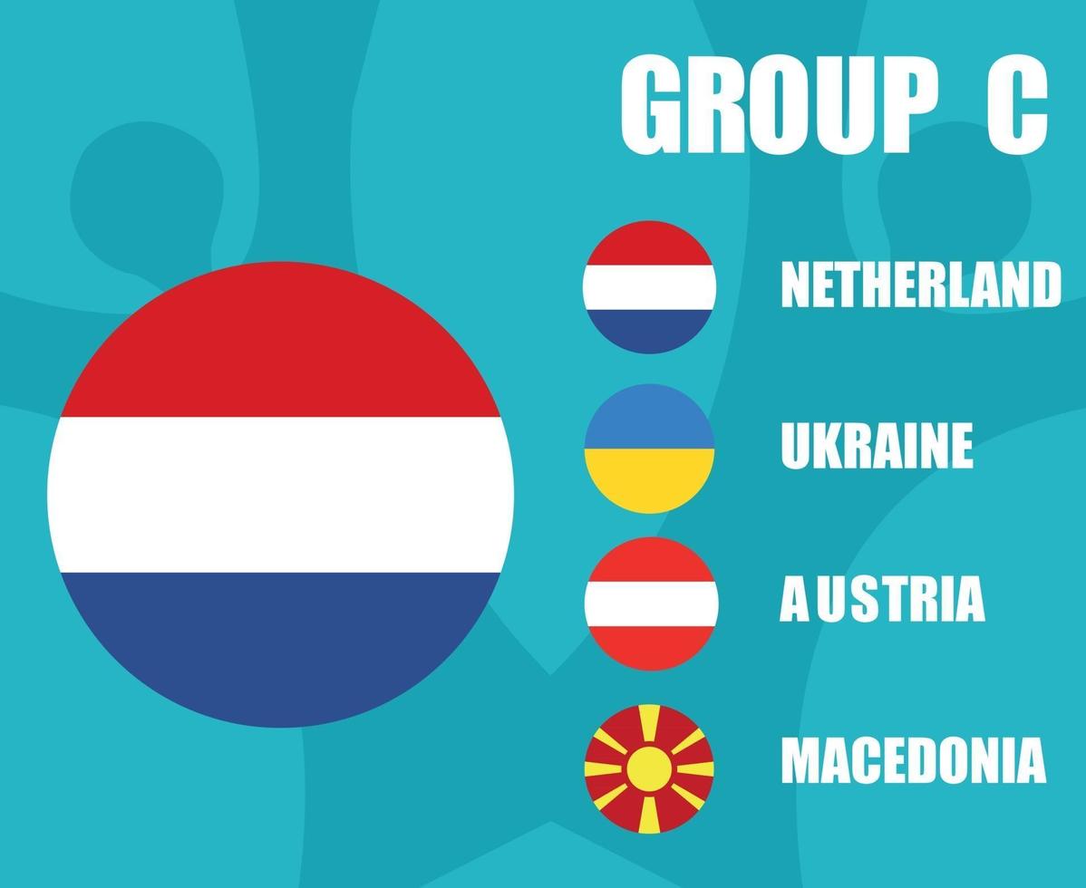 equipos de fútbol europeo 2020 grupo c bandera de países bajos final de fútbol europeo vector