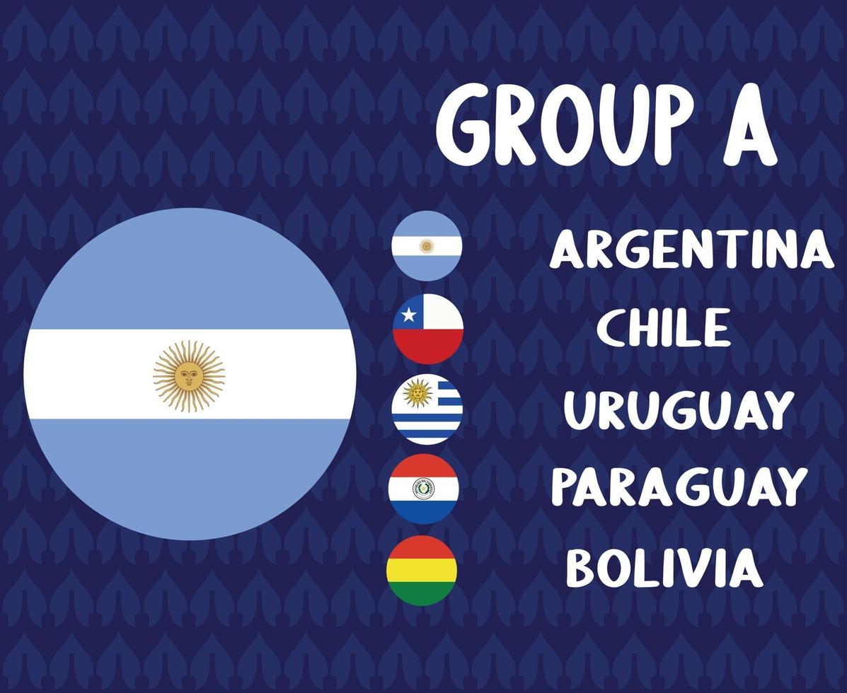 America Latine football 2020 teams.Group A Argentina Flag.America Latine soccer final vector