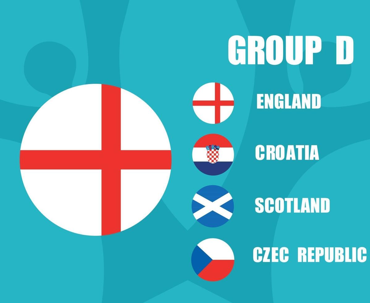 European football 2020 teams.Group D England Flag.European soccer final vector