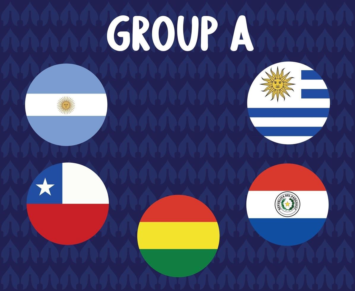america latine football 2020 teams.group a countries flags argentina chile uruguay paraguay bolivia.america latine soccer final vector