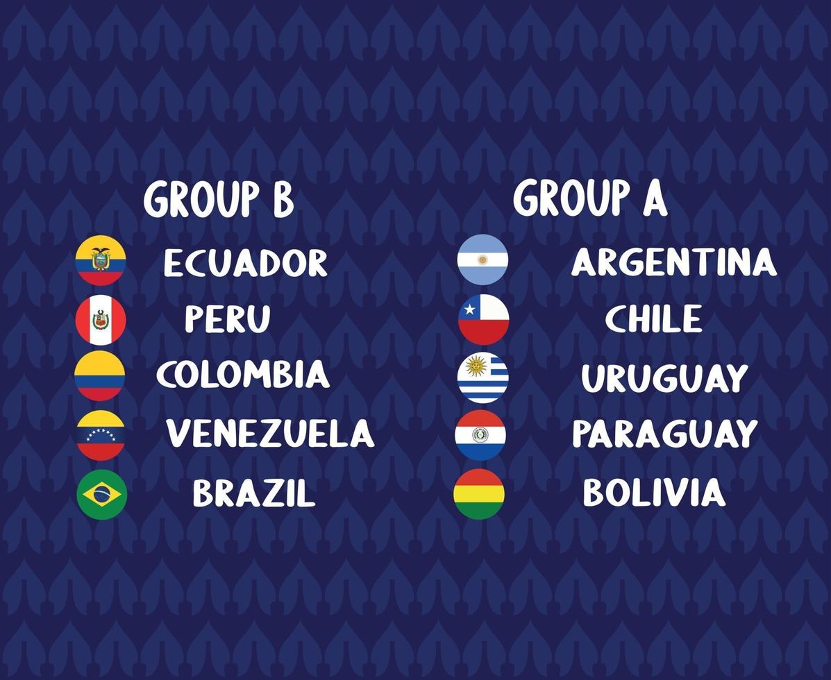 america latine 2020.america latine football. equipos de grupos vector