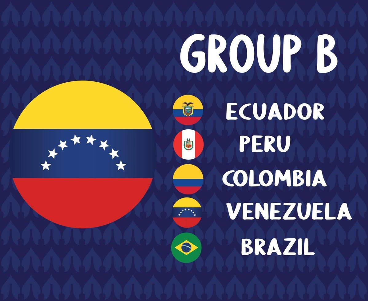 America Latine football 2020 teams.Group B Venezuela Flag.America Latine soccer final vector