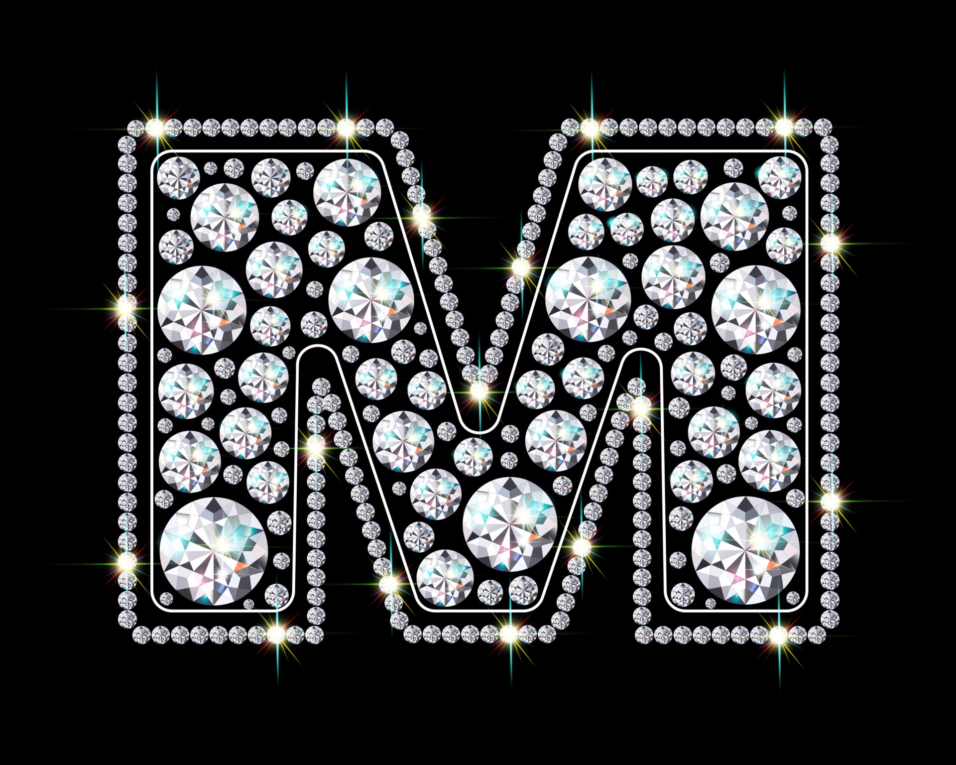 The Letter M 3d Diamond Art Illustration Stock Photo, Picture and Royalty  Free Image. Image 14413431.