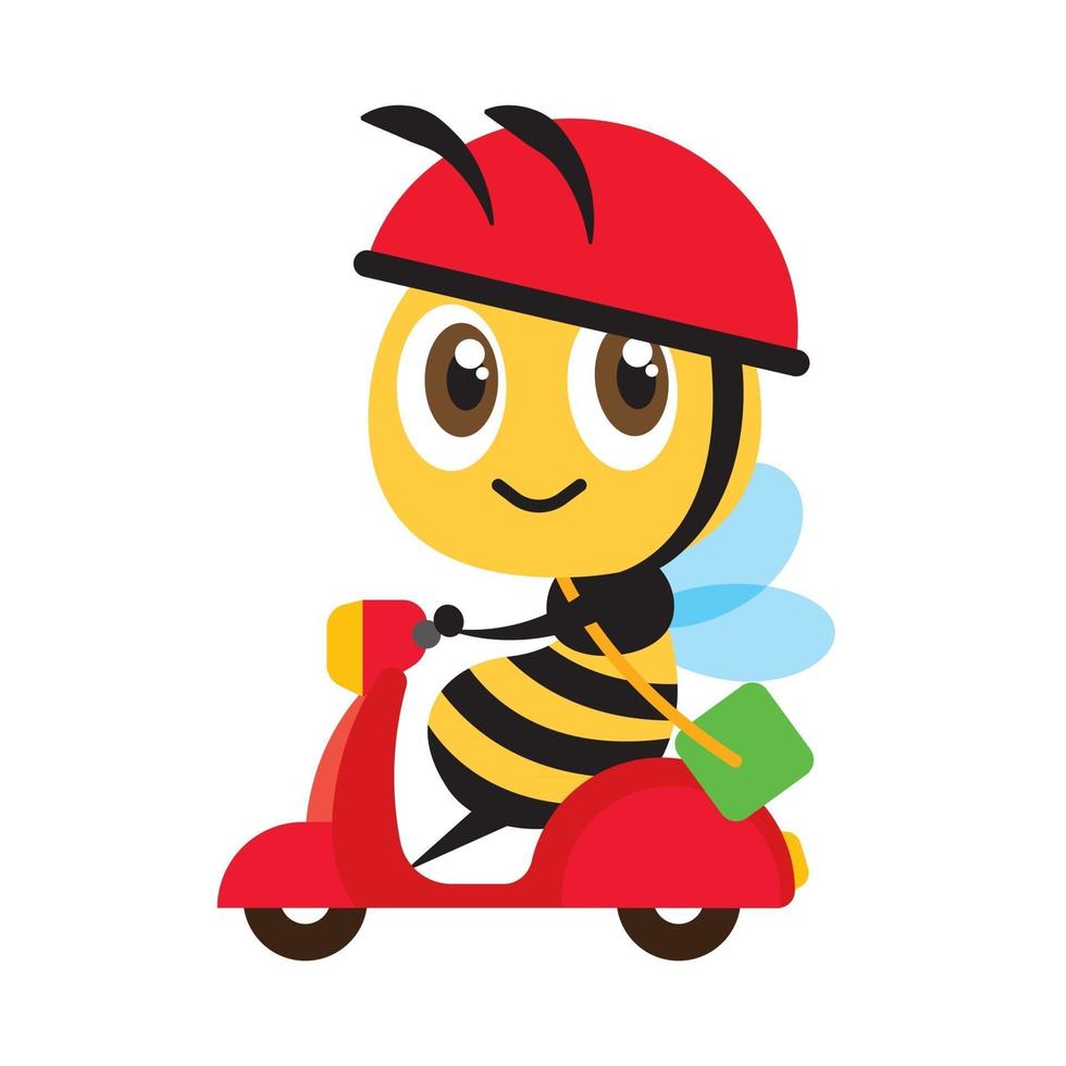 diseño plano de scooter de abeja de dibujos animados para entrega vector