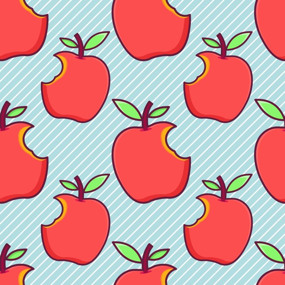 bitten apple seamless pattern illustration vector