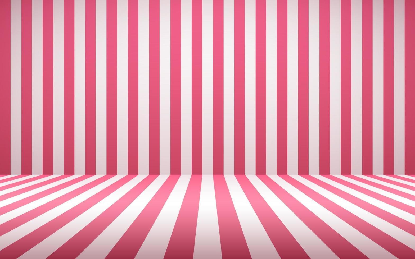 Abstract vertical striped candy pink studio backdrop with empty space for your content or product picture. Empty bright pink and white color studio room background. Vector illustration