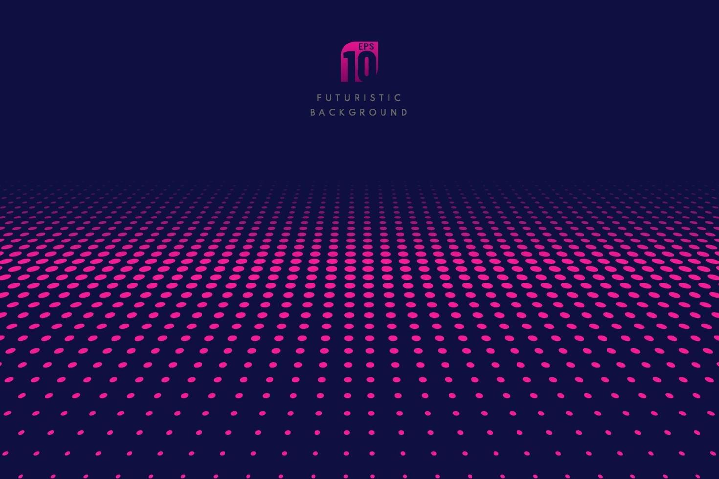 Abstract technology halftone pink red circles perspective on dark blue background with copy space. You can use for cover brochure template, poster, banner web, print ad, etc. Vector illustration