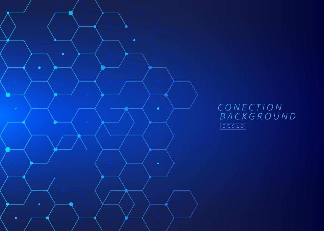 Abstract hexagons connection digital data concept. Technology  lines and dots connect background with hexagons on dark blue background. Vector illutration