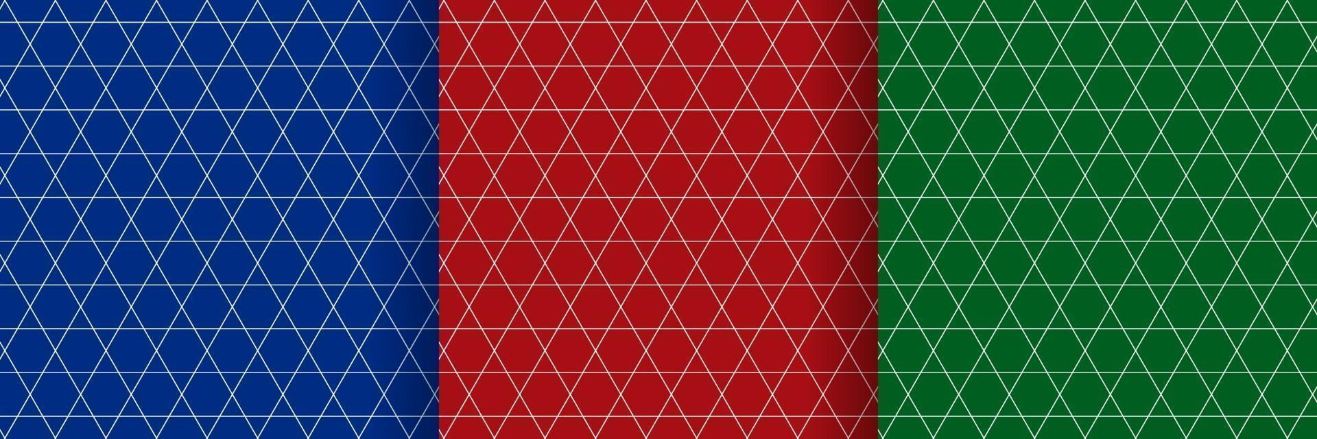 Set of abstract minimal design geometric lines pattern on green red and blue background. Simple flat trendy color design for presentation, flyer, brochure, website, front page. Vector EPS10