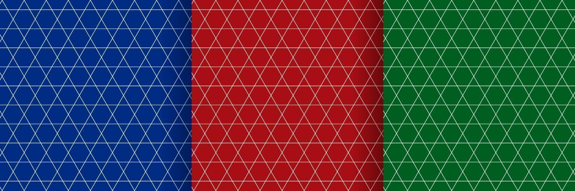 conjunto de patrón de líneas geométricas de diseño minimalista abstracto sobre fondo verde rojo y azul. diseño de color plano simple y moderno para presentación, volante, folleto, sitio web, portada. vector eps10