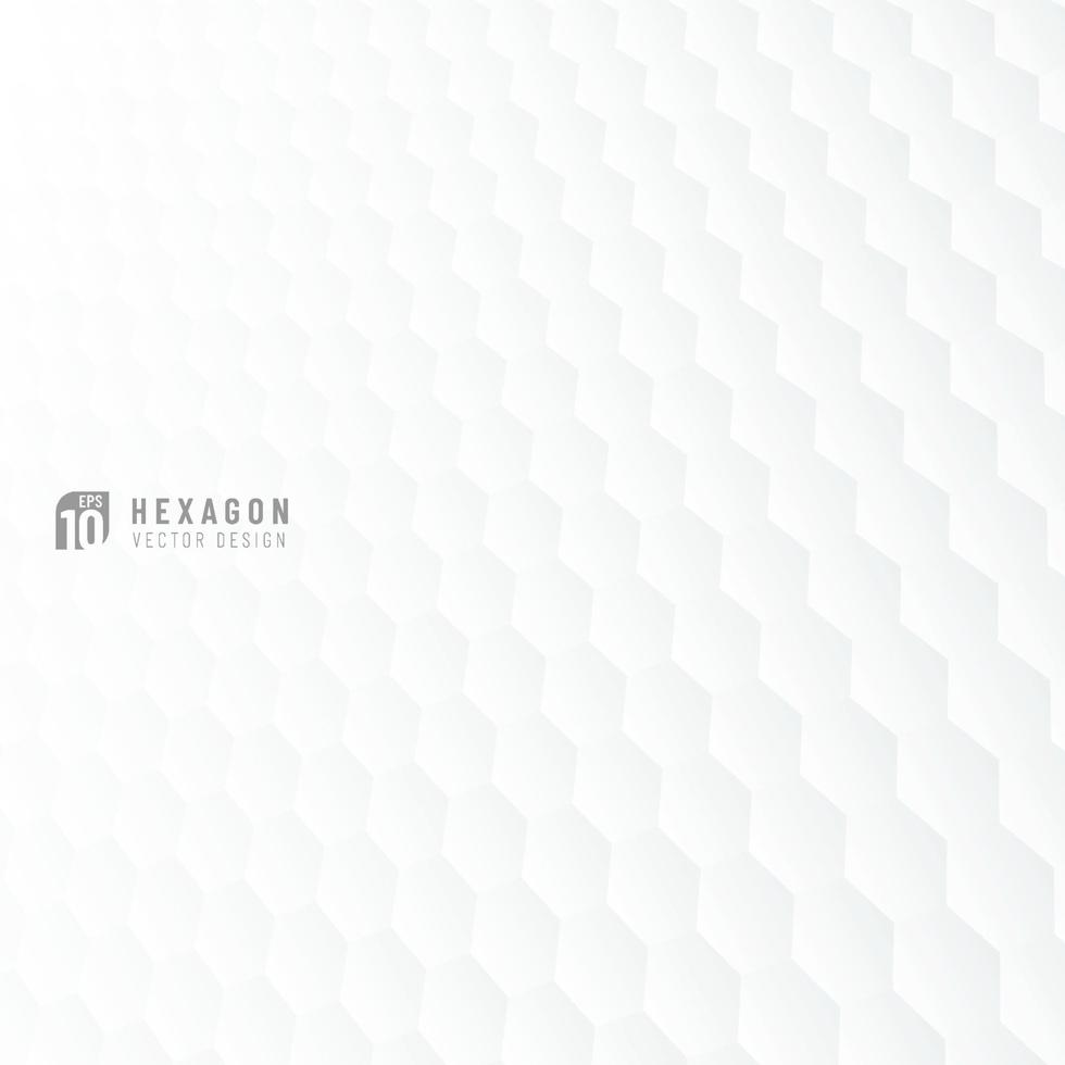 Abstract gray and white hexagon pattern in perspective background. Modern and minimal element. Vertical repeat geometric grid. You can use for cover template, poster, banner web, flyer. Vector EPS10