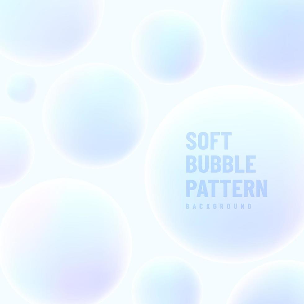 Abstract soft gradient holographic color bubble pattern design on white background. Modern hologram color template. Futuristic tech concept. Vector illustration