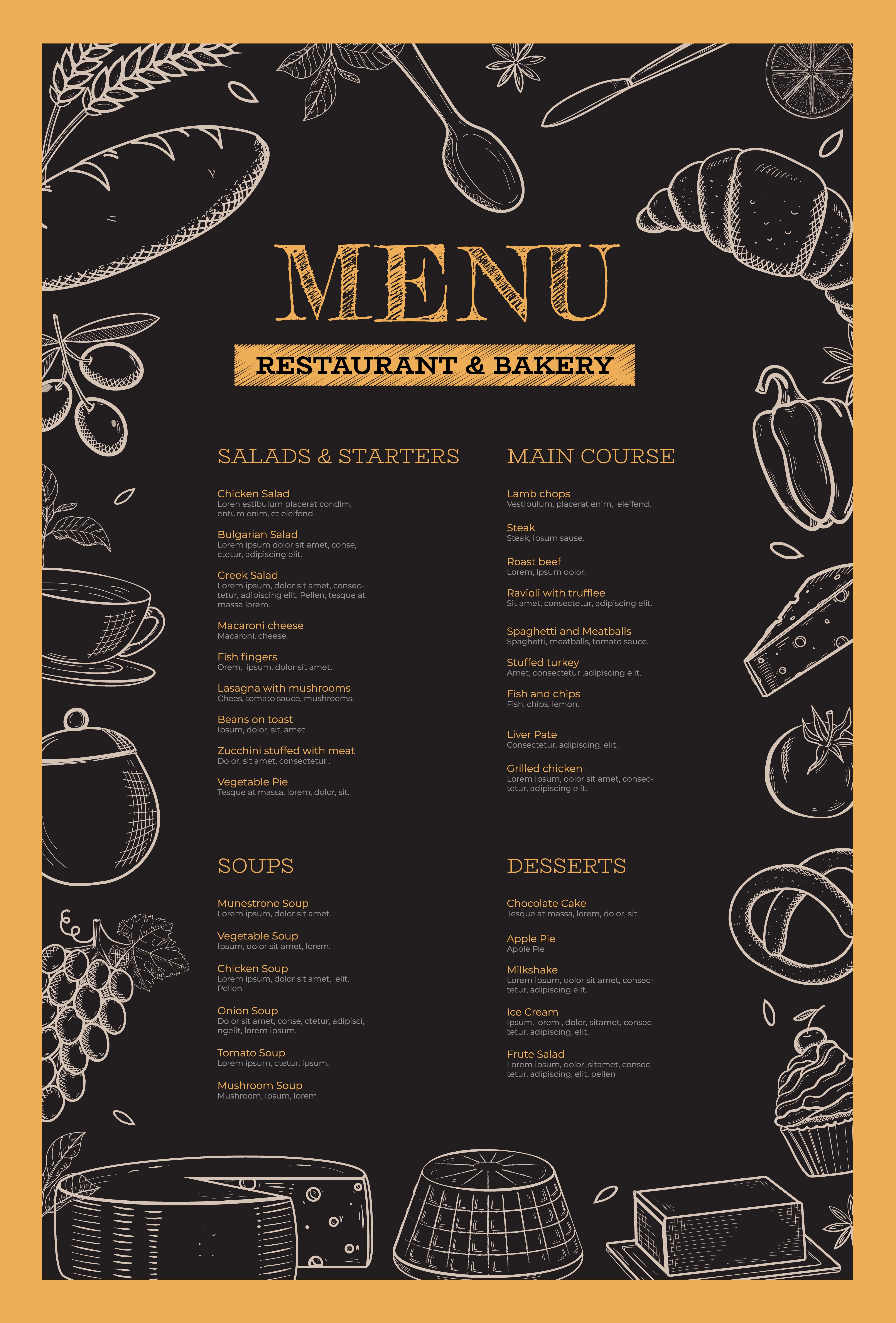 Restaurant And Bakery Menu Template Vector Art At Vecteezy Restaurant And Bakery Menu Template Vector Art At Vecteezy