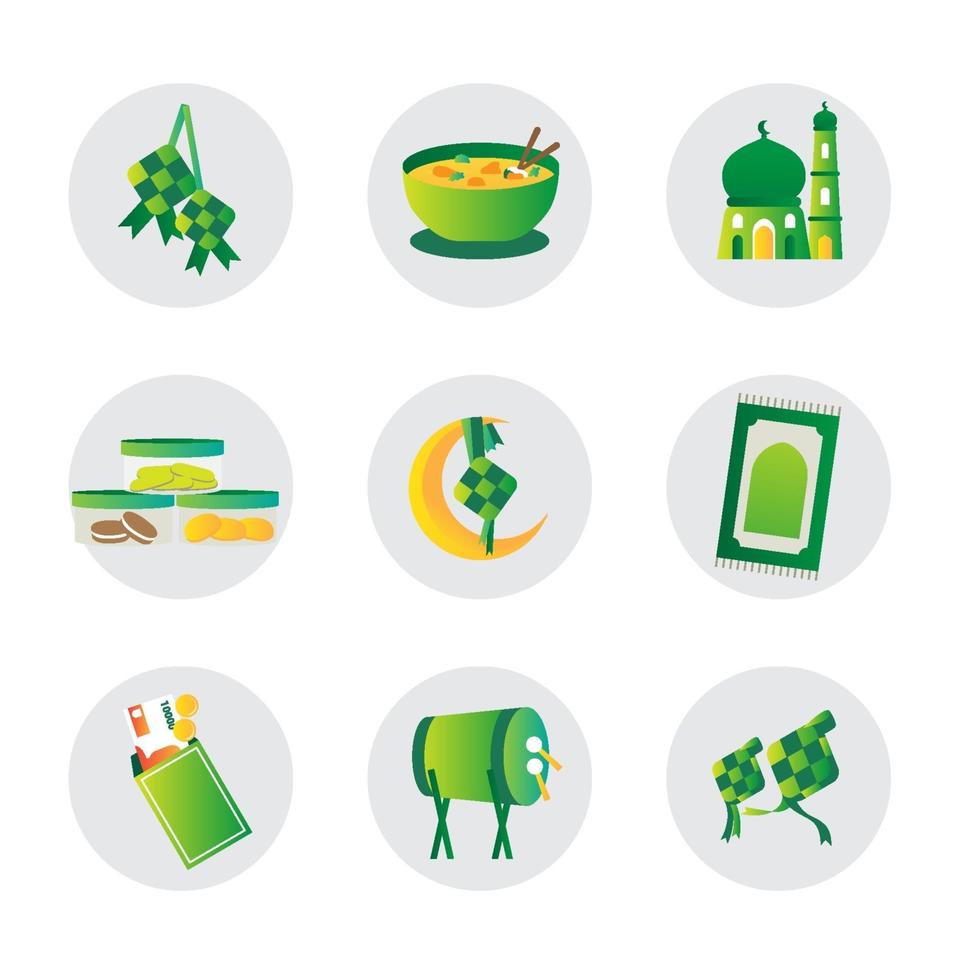 colección de iconos de eid ketupat vector