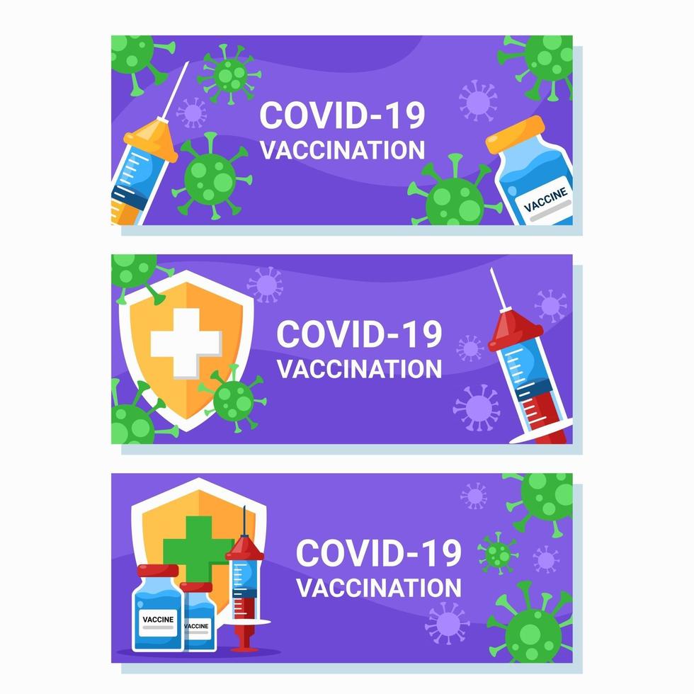 banner de concientización sobre vacunación covid 19 vector